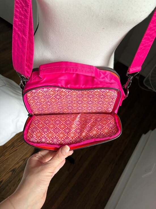 Lug Wrangler Medium Cargo Crossbody Bag in Magenta with Orange Accents - Picture 5 of 8